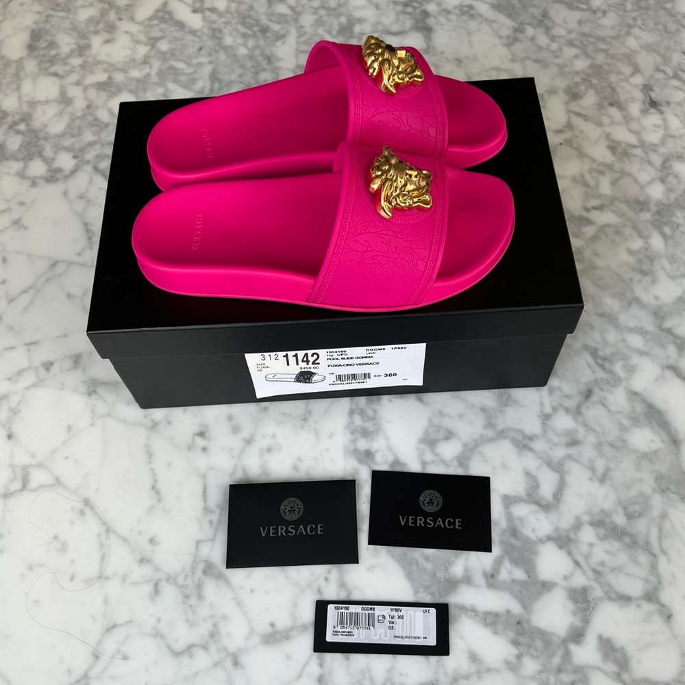 Versace Pink Pool Slides- Size 36